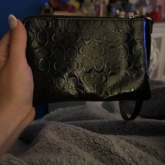 Coach Black Embossed Wristlet - Picture 2 of 5